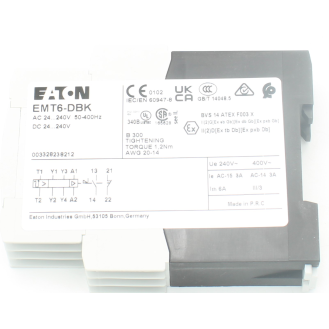 EATON - EMT6-DBK - Thermistor-Maschinenschutzrelais, 1 Schließer + 1 Öffner, 24 - 240 V 50 - 400 Hz, 24 - 240 V DC-Beschreibung lesen