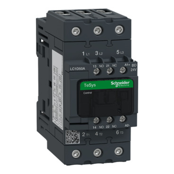 Schneider Electric - Leistungsschütz LC1D 3p, +1S+1Ö, 22 kW, 50 A, 400 V AC3, Spule 24 V DC-Beschreibung lesen