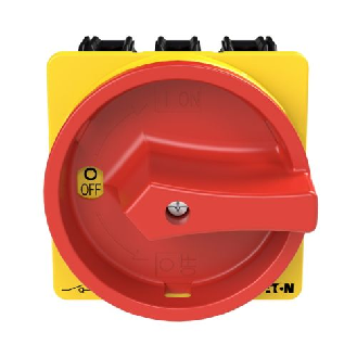 Eaton - P3-63/EA/SVB - Hauptschalter, P3, 63 A, Einbau, 3-polig, NOT-AUS-Funktion, Drehgriff rot, Sperrkranz gelb-Beschreibung lesen