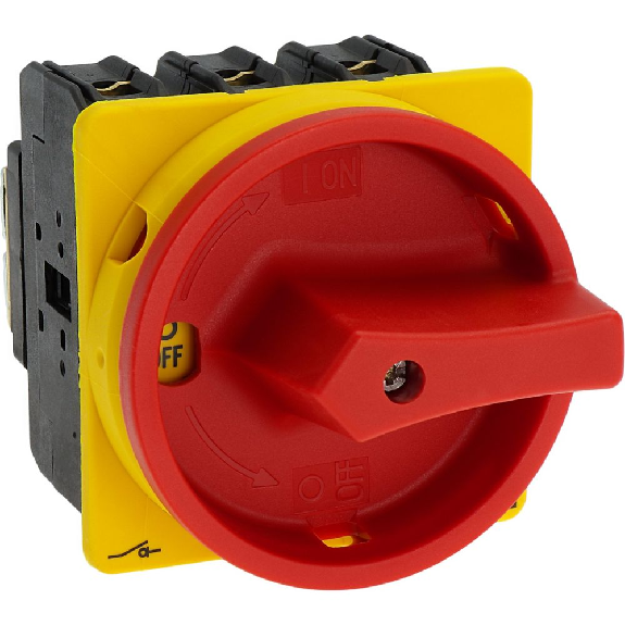 Eaton - P3-63/EA/SVB - Hauptschalter, P3, 63 A, Einbau, 3-polig, NOT-AUS-Funktion, Drehgriff rot, Sperrkranz gelb-Beschreibung lesen