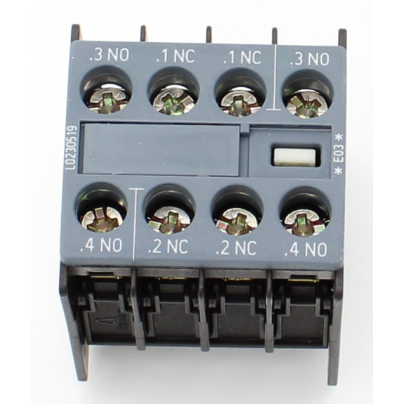 Siemens - Hilfsschalter, frontseitig, 2 S + 2 Ö, .3/.4, .1/.2, .1/.2, .3/.4, Strombahn: 1 S, 1 Ö, 1 Ö, 1 S,-Beschreibung lesen