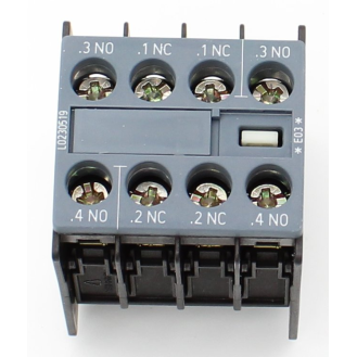 Siemens - Hilfsschalter, frontseitig, 2 S + 2 Ö, .3/.4, .1/.2, .1/.2, .3/.4, Strombahn: 1 S, 1 Ö, 1 Ö, 1 S,-Beschreibung lesen