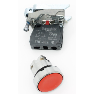Schneider Electric - Drucktaster, Harmony XB4, Metall, 22mm, rot, unbeschriftet, tastend, Schraubklemme, 1Ö-Beschreibung lesen