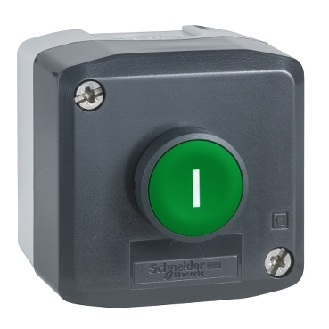 Schneider Electric - Aufbaugehäuse, Harmony XALD, Kunststoff, dunkelgrau, 1 Drucktaster, grün, I, 22mm, 1S-Beschreibung lesen