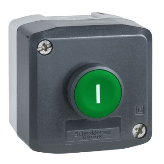 Schneider Electric - Aufbaugehäuse, Harmony XALD, Kunststoff, dunkelgrau, 1 Drucktaster, grün, I, 22mm, 1S-Beschreibung lesen