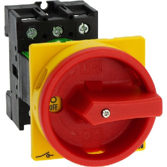 Eaton - P1-32/V/SVB - Hauptschalter, P1, 32 A, Zwischenbau, 3-polig, NOT-AUS-Funktion, Drehgriff rot, Sperrkranz gelb-Beschreibung lesen