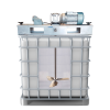 Agitatore Pmix IBC ATEX, 300 giri/min, 1,5 kW, con turbina Turbo Cup e sezionatore ATEX 2GD.
