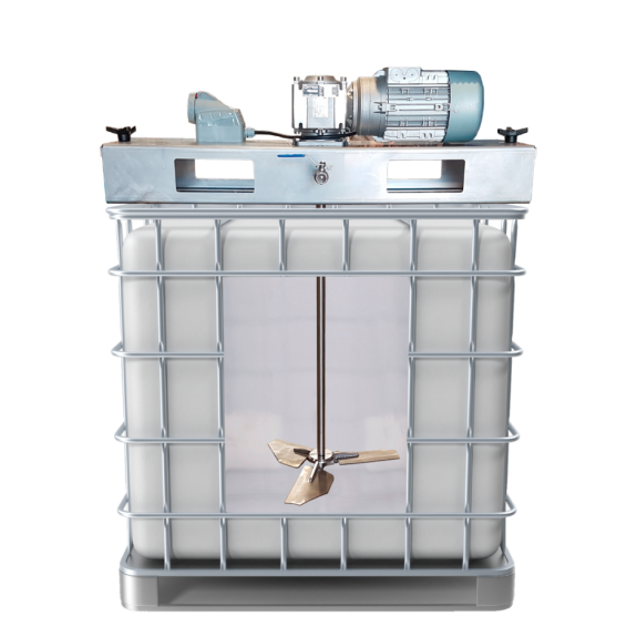Agitatore Pmix IBC ATEX, 300 giri/min, 1,5 kW, con turbina Turbo Cup e sezionatore ATEX 2GD.-Leggi tutto