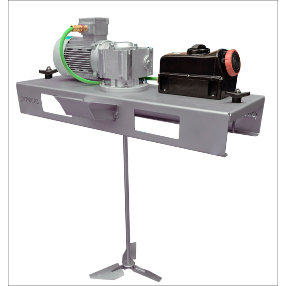Agitatore Pmix IBC ATEX da 200 giri/min e 0,75 kW con turbina in acciaio inox STIL e sezionatore ATEX 2GD-Leggi tutto