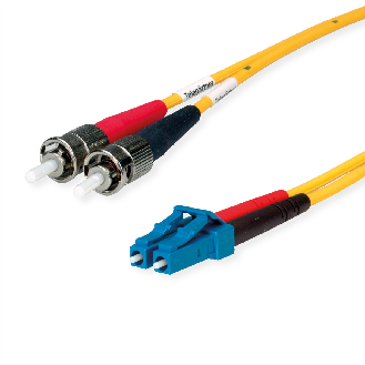 Câble adaptateur duplex 9/125 OS2, 2x ST, 1x LC Duplex, jaune, 2 m-Lire la description