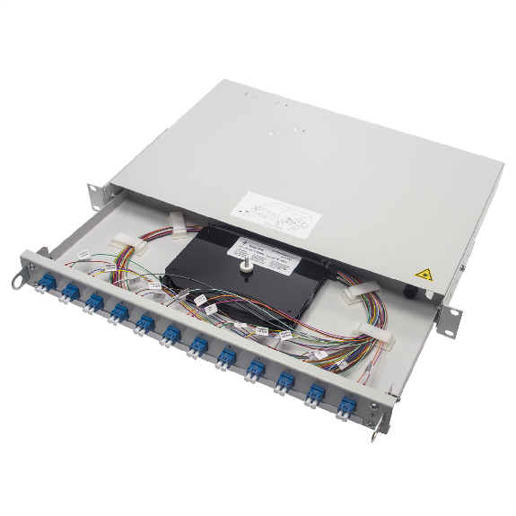 19" LWL-Patchpanel 1HE, 12 Kupplungen LCD, türkis-Beschreibung lesen