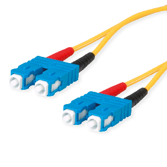 Cordon FO 2x E9/125 OS2, 1x SC Duplex - 1x SC Duplex, jaune, 10 m-Lire la description