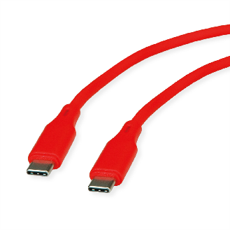 USB 2.0 Kabel, Typ C-C, ST/ST, Silikon, 60W, rot, 1 m-Beschreibung lesen