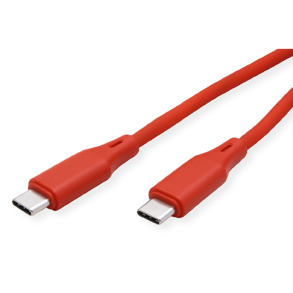 USB 2.0 Kabel, Typ C-C, ST/ST, Silikon, 60W, rot, 1 m-Beschreibung lesen