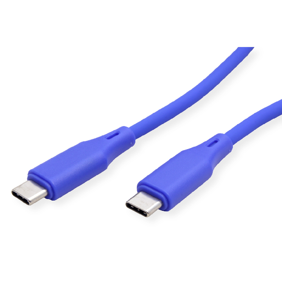 USB 2.0 Kabel, Typ C-C, ST/ST, Silikon, 60W, blau, 1 m-Beschreibung lesen