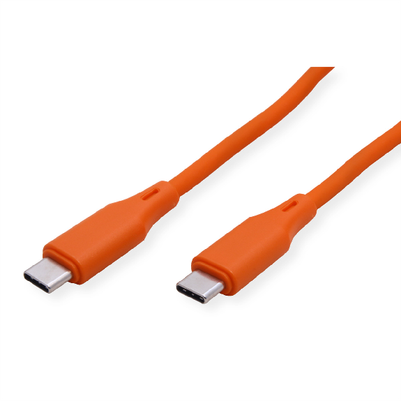 USB 2.0 Kabel, Typ C-C, ST/ST, Silikon, 60W, orange, 1 m-Beschreibung lesen