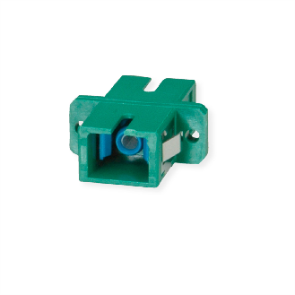 Coupleur SC/APC Duplex, Singlemode, Manchon en céramique, boîtier plastique, vert-Lire la description