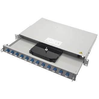 Panneau de brassage FO 19" PROFI V 1U, avec 24x LC duplex, turquoise-Lire la description