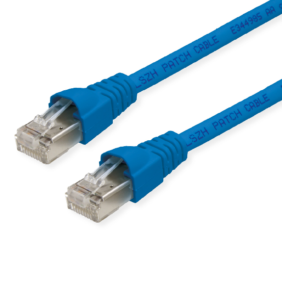Cordon S/FTP, Cat.6A, LSOH, bleu, 15 m-Lire la description