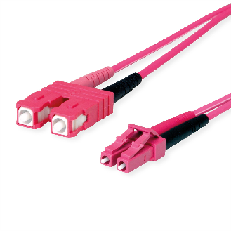 Câble adaptateur duplex 2x G50/125 OM4, 1x SC Duplex - 1x LC Duplex, violet, 3 m-Lire la description