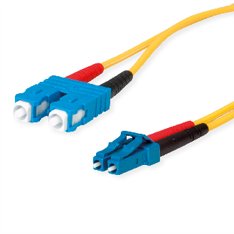 Câble adaptateur duplex 9/125 OS2, 1x SC Duplex - 1x LC Duplex, jaune, 10 m-Lire la description