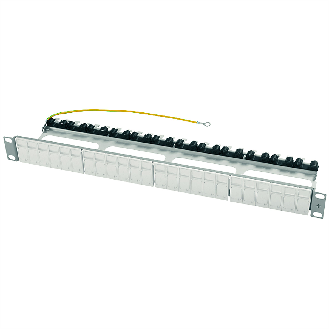 19"-Modulträger Flex für AMJ-S/AMJ/UMJ mit 24x snap-in-Modulaufnahmen RAL 7035-Beschreibung lesen
