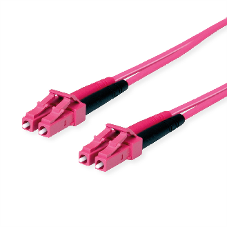 Cordon FO 2x G50/125 OM4, 1x LC Duplex - 1x LC Duplex, violet, 3 m-Lire la description