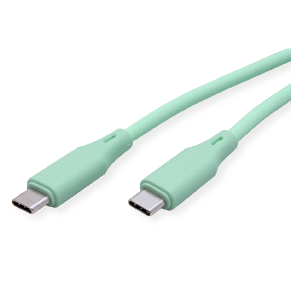 USB 2.0 Kabel, Typ C-C, ST/ST, Silikon, 60W, grün, 1 m-Beschreibung lesen