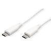 USB 2.0 Kabel, Typ C-C, ST/ST, Silikon, 60W, weiß, 1 m