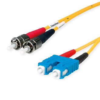 Câble adaptateur duplex 9/125 OS2, 2x ST mâle, 1x SC duplex mâle, jaune, 3 m-Lire la description