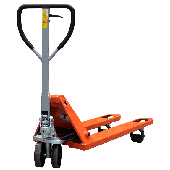 Schefer Gabelhubwagen Premium mit Schnellhub und Polyurethan Lenkräder und single Gabelrollen Tragkraft 2500kg-Beschreibung lesen