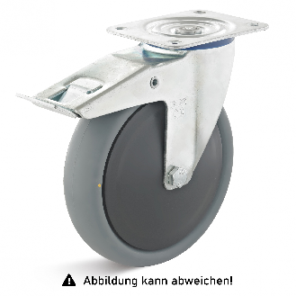 Rollcart TPE-ESD Lenkrolle mit Doppelstop Ø200x50mm in grau 220kg Tragkraft mit Kunststoff-Felge-Beschreibung lesen