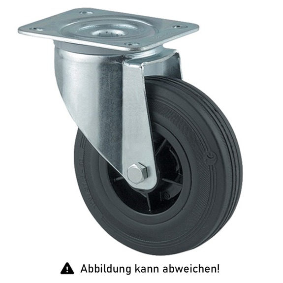 Rollcart Vollgummi-Lenkrolle Ø250x60mm in schwarz 275kg Tragkraft mit Kunststoff-Felge-Beschreibung lesen