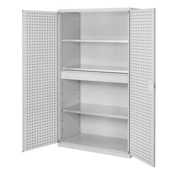 Großvolumenschrank mit Lochplattentüren 1950x1130x590mm-Beschreibung lesen
