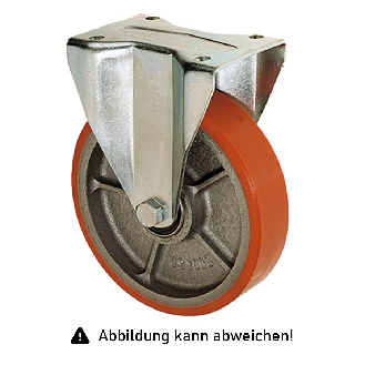 Rollcart Polyurethan- Bockrolle  Ø200x50mm mit 850kg Tragkraft-Beschreibung lesen
