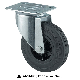 Rollcart Vollgummi-Lenkrolle Ø100x30mm in schwarz 70kg Tragkraft mit Kunststoff-Felge-Beschreibung lesen