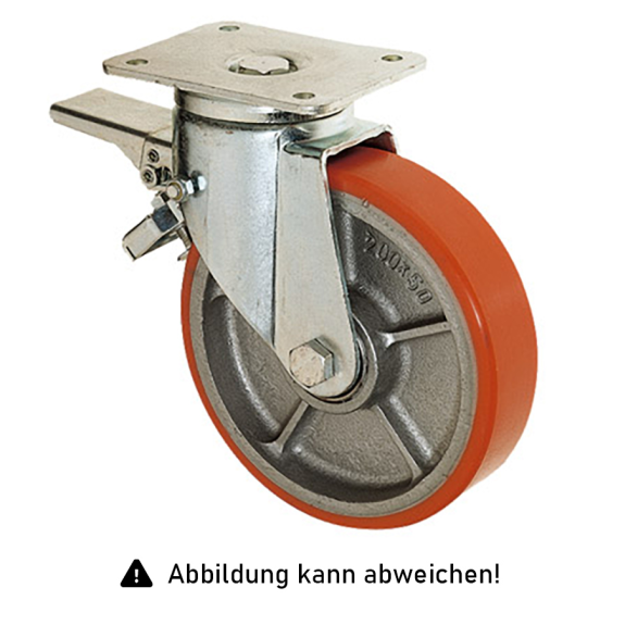 Rollcart Schwerlast Polyurethan- Lenkollen mit Doppelstop Ø150x40mm 400kg Tragkraft-Beschreibung lesen