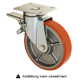 Rollcart Schwerlast Polyurethan- Lenkollen mit Doppelstop Ø150x40mm 400kg Tragkraft-Beschreibung lesen