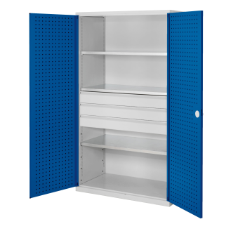 Kappes RasterPlan Großvolumenschränke 1950x1130x590mm Lochplattentüren Modell 4 enzianblau-Beschreibung lesen