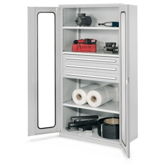 Schwerlastschrank ohne Mitteltrennwand mit Sichtfenstertüren 1950x1000x600mm-Beschreibung lesen
