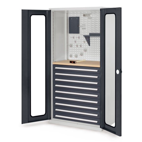 Kappes RasterPlan Schubladenschränke 1950x1000x600mm Sichtfenstertüren Modell 37 anthrazitgrau-Beschreibung lesen
