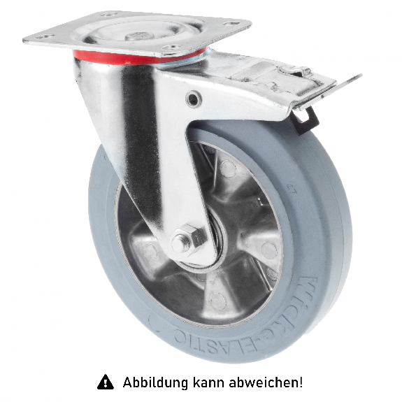 Rollcart Schwerlast Elastik-Lenkrolle mit Doppelstop Ø200x50mm in blaugrau mit 400kg Tragkraft und Guss-Felge-Beschreibung lesen