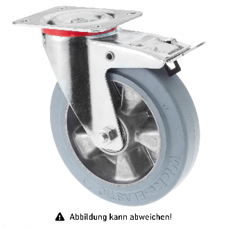 Rollcart Schwerlast Elastik-Lenkrolle mit Doppelstop Ø200x50mm in blaugrau mit 400kg Tragkraft und Guss-Felge-Beschreibung lesen