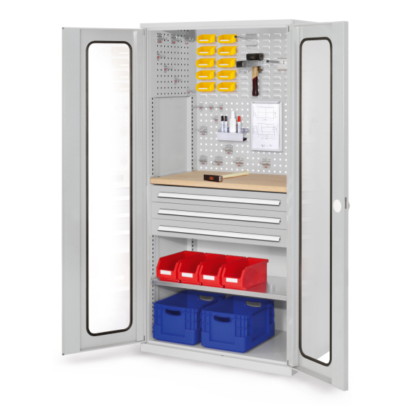 Schubladenschrank mit Sichtfenstertüren 1950x1000x600mm-Beschreibung lesen