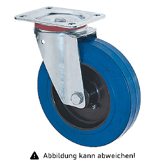 Rollcart Elastik-Lenkrolle Ø200x50mm in blau 300kg Tragkraft mit Kunststoff-Felge-Beschreibung lesen
