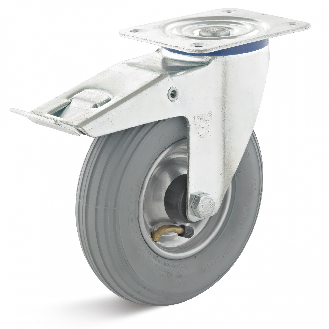 Rollcart Luft- Lenkrolle mit Doppelstop Ø200x50mm Stahlfelge mit Rillenprofil und 75kg Tragkraft-Beschreibung lesen