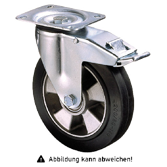 Rollcart Schwerlast Elastik-Lenkrolle mit Doppelstop Ø160x50mm 250kg Tragkraft und Guss-Felge-Beschreibung lesen