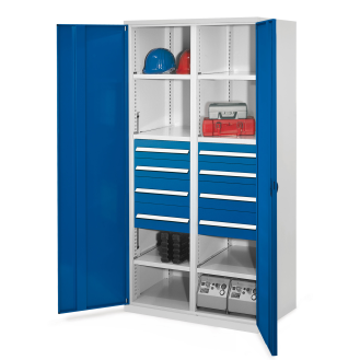 Kappes Schwerlastschränke mit Mitteltrennwand 1950x1000x600mm Vollblechtüren Modell 54 enzianblau-Beschreibung lesen