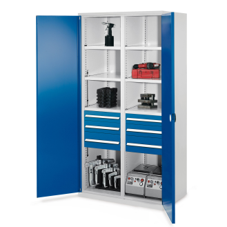 Kappes Schwerlastschränke mit Mitteltrennwand 1950x1000x600mm Doppelwandtüren Modell 55 enzianblau-Beschreibung lesen