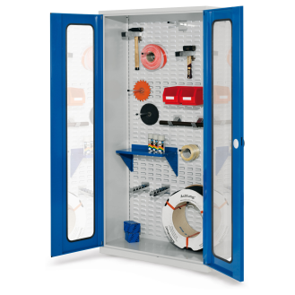 Kappes RasterPlan Werkstückschränke 1950x1000x410mm mit Sichtfenstertüren enzianblau-Beschreibung lesen